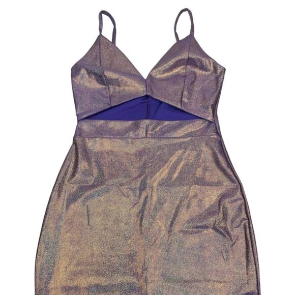 PRIVY Shimmering Cut Out Bodycon Dress Sz Small Lavender - Picture 4 of 8